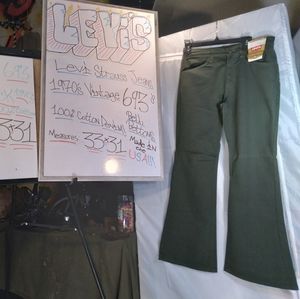 70s Levi's 693 Men's Dark Green Bell Bottoms 33x32